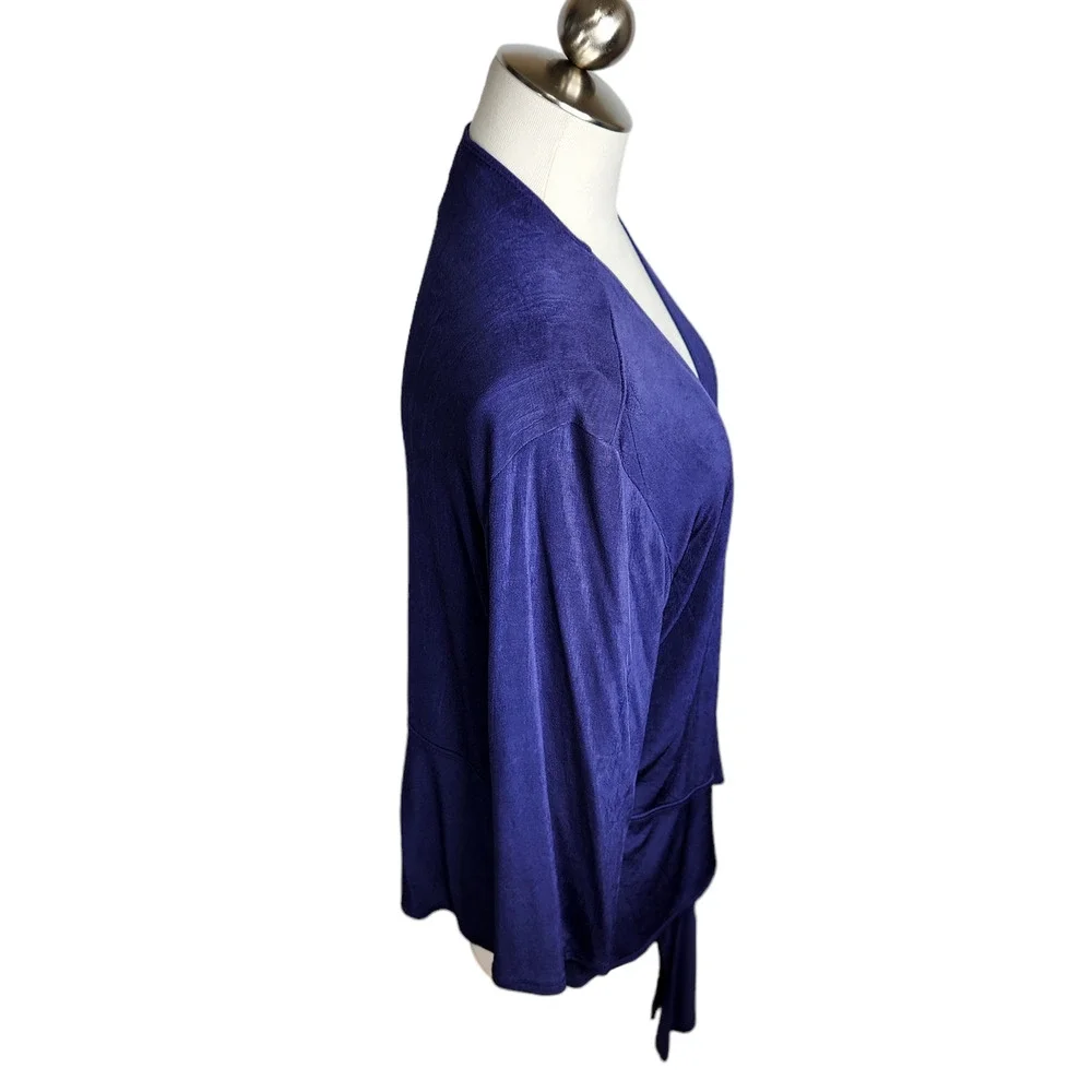 Chico's Travelers Slinky Tie Front Cardigan Size 3 XL Navy Blue‎